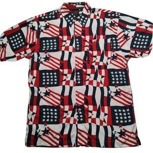 FUBU USA Flag AOP American Patriotic Boys XL (20) Button Shirt EUC